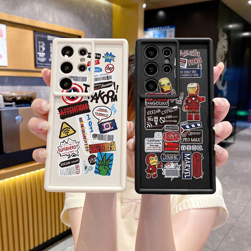 for Samsung Galaxy S24 S23 Ultra S22 Plus S21 FE S20 iron Man Full Protective Phone Case Anti Drop Cover