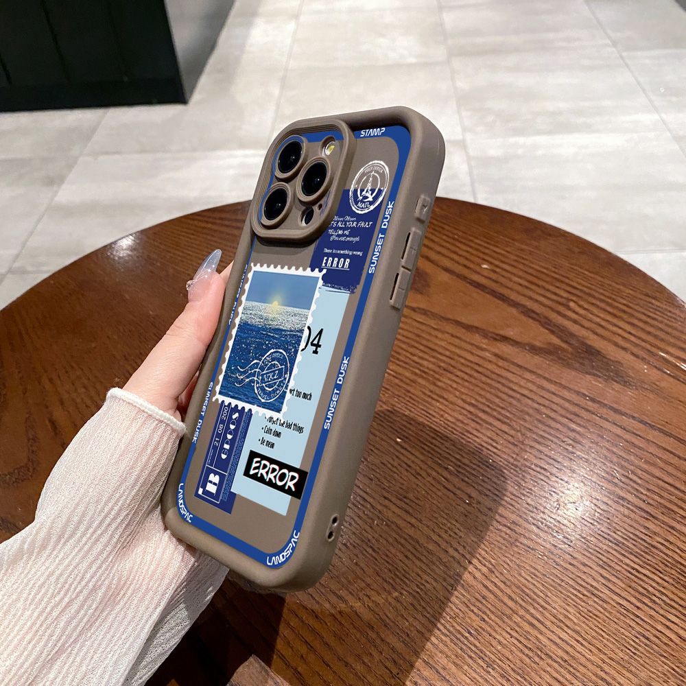 for iPhone 15 Pro Max 14 Plus 13 12 11 XR 8 7 SE 2022 XS Stamp Senery Full Protective Phone Case Anti Drop Cover
