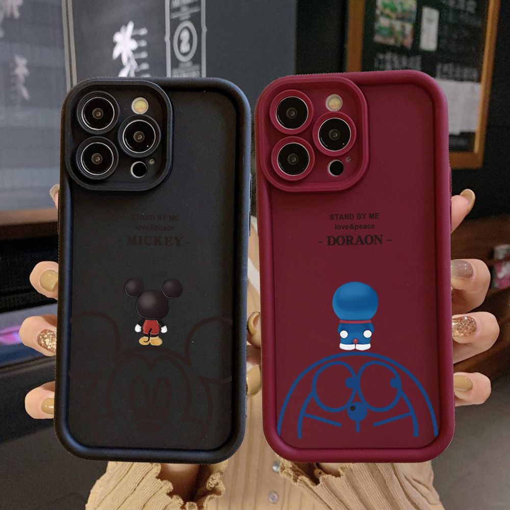 for iPhone 15 Pro Max 14 Plus 13 12 11 XR 8 7 SE 2022 XS Doraemon Mickey Full Protective Phone Case Anti Drop Cover