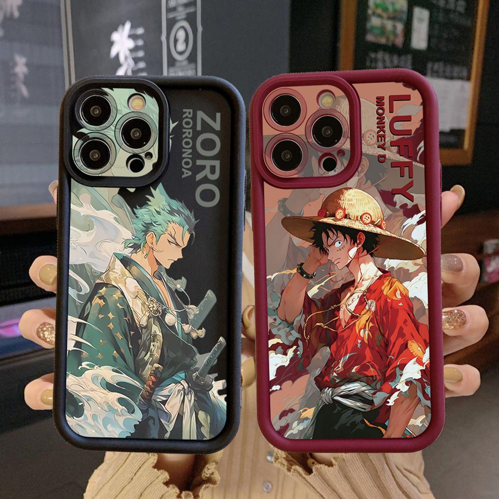 for iPhone 15 Pro Max 14 Plus 13 12 11 XR 8 7 SE 2022 XS One Piece Zoro Luffy Full Protective Phone Case Anti Drop Cover