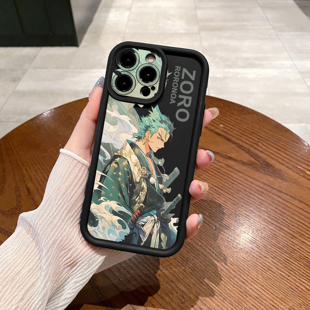 for iPhone 15 Pro Max 14 Plus 13 12 11 XR 8 7 SE 2022 XS One Piece Zoro Luffy Full Protective Phone Case Anti Drop Cover