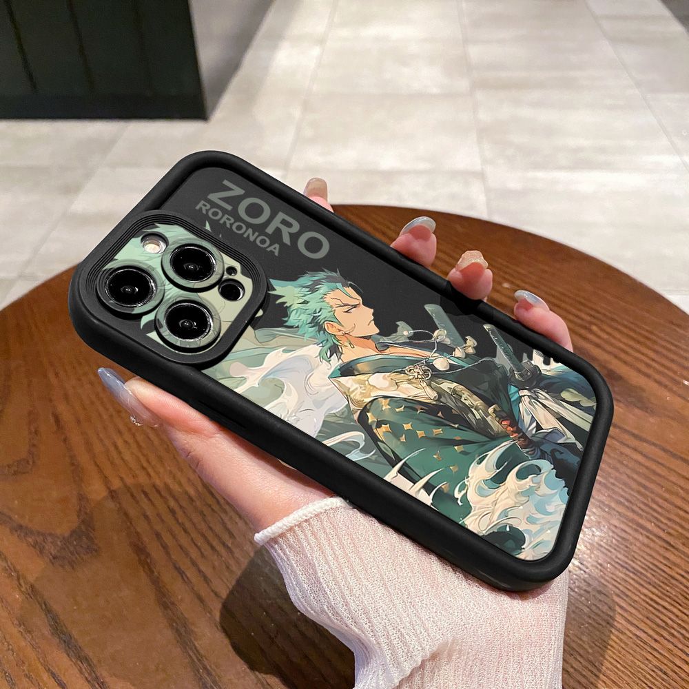for iPhone 15 Pro Max 14 Plus 13 12 11 XR 8 7 SE 2022 XS One Piece Zoro Luffy Full Protective Phone Case Anti Drop Cover