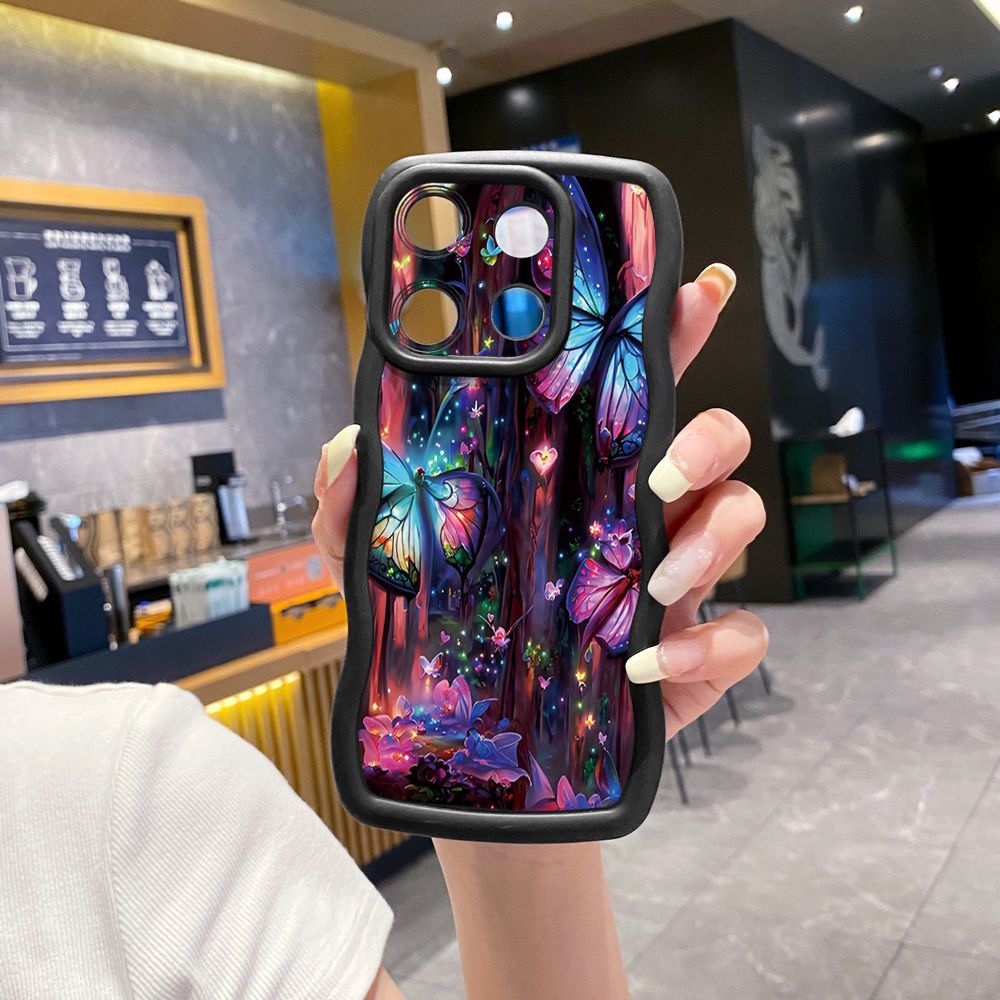 For Xiaomi Redmi Note 13 Pro 5G 12S 12 Turbo 11S 13C 12C Luxury Butterfly Wave Frame Phone Case Anti Drop Cover