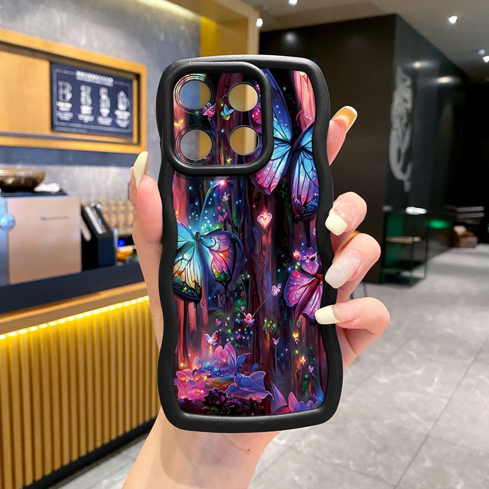 For Xiaomi Redmi Note 13 Pro 5G 12S 12 Turbo 11S 13C 12C Luxury Butterfly Wave Frame Phone Case Anti Drop Cover