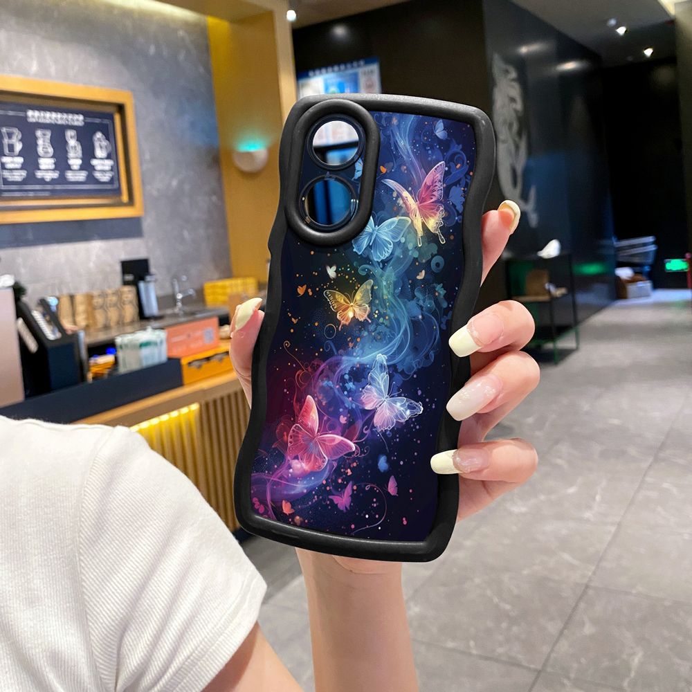 For OPPO Reno 5 6 Lite 7 8 Reno 7Z 8 Z 5F F19 F21 Pro Luxury Butterfly Wave Frame Phone Case Anti Drop Cover