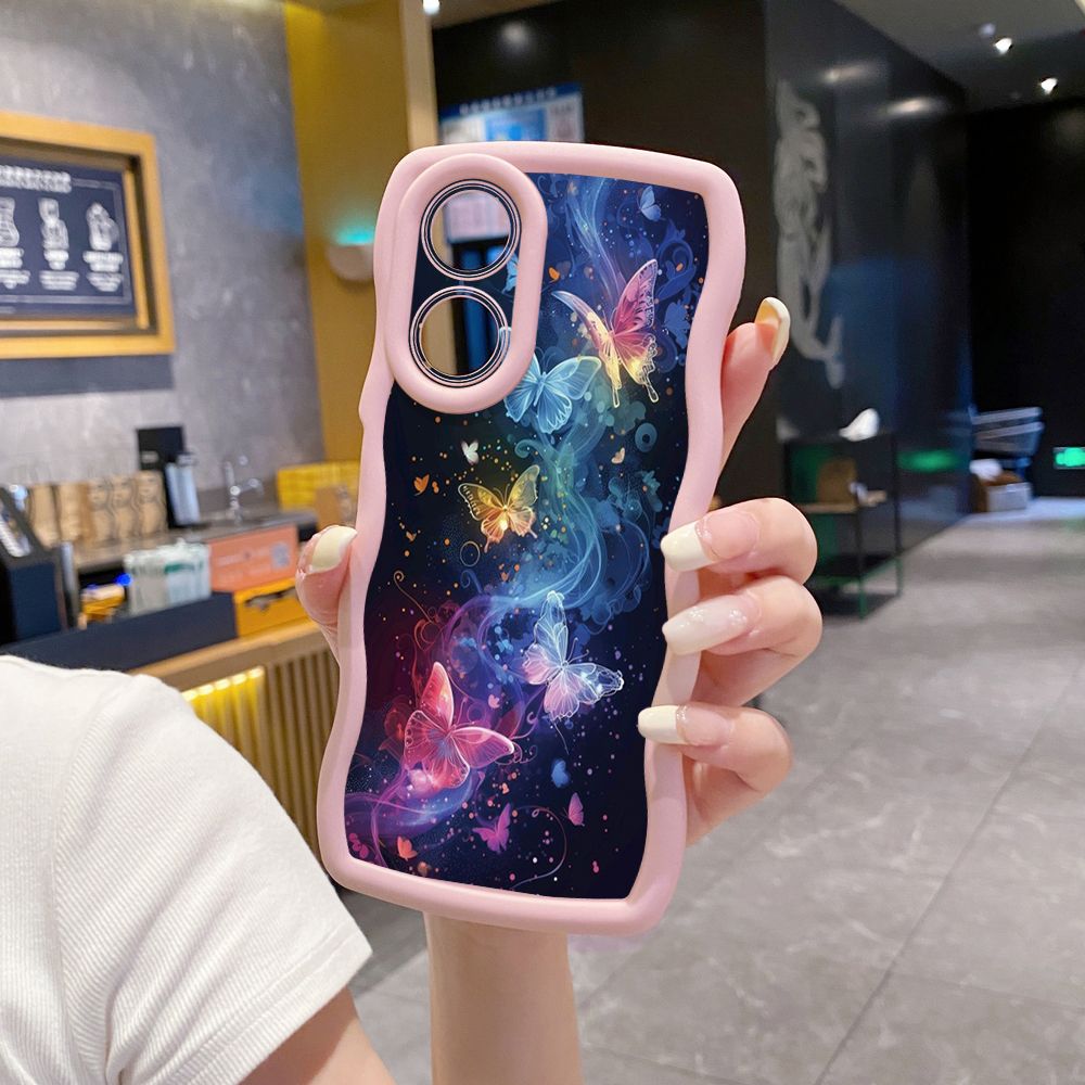 For OPPO Reno 5 6 Lite 7 8 Reno 7Z 8 Z 5F F19 F21 Pro Luxury Butterfly Wave Frame Phone Case Anti Drop Cover