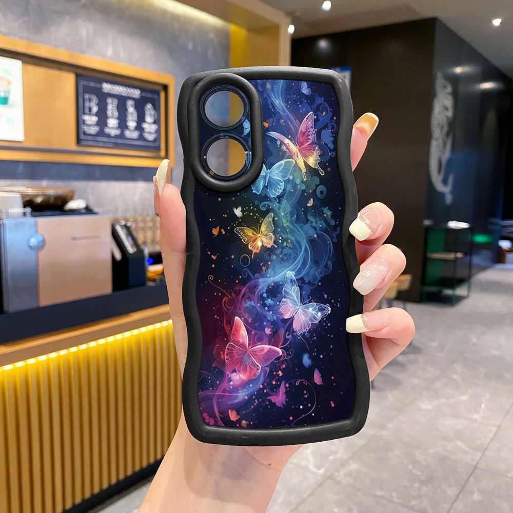 For OPPO Reno 5 6 Lite 7 8 Reno 7Z 8 Z 5F F19 F21 Pro Luxury Butterfly Wave Frame Phone Case Anti Drop Cover