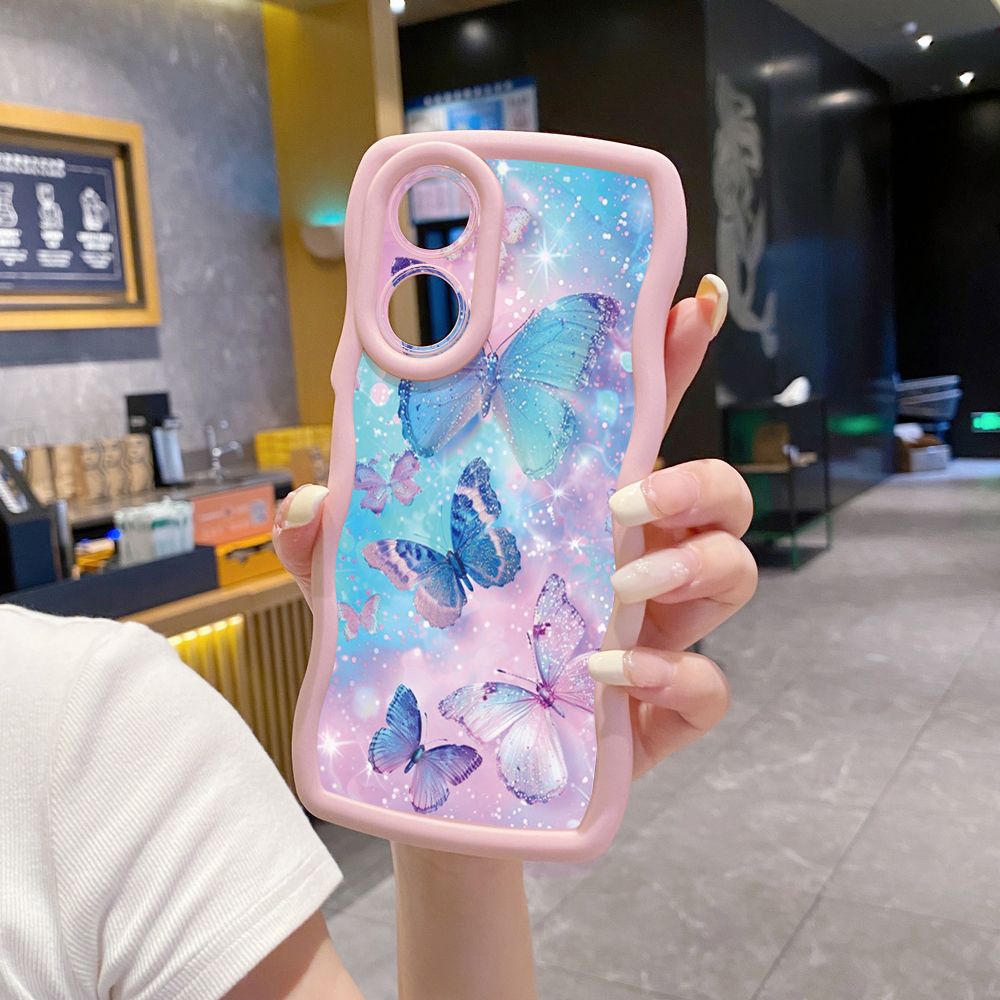 For OPPO Reno 5 6 Lite 7 8 Reno 7Z 8 Z 5F F19 F21 Pro Luxury Butterfly Wave Frame Phone Case Anti Drop Cover