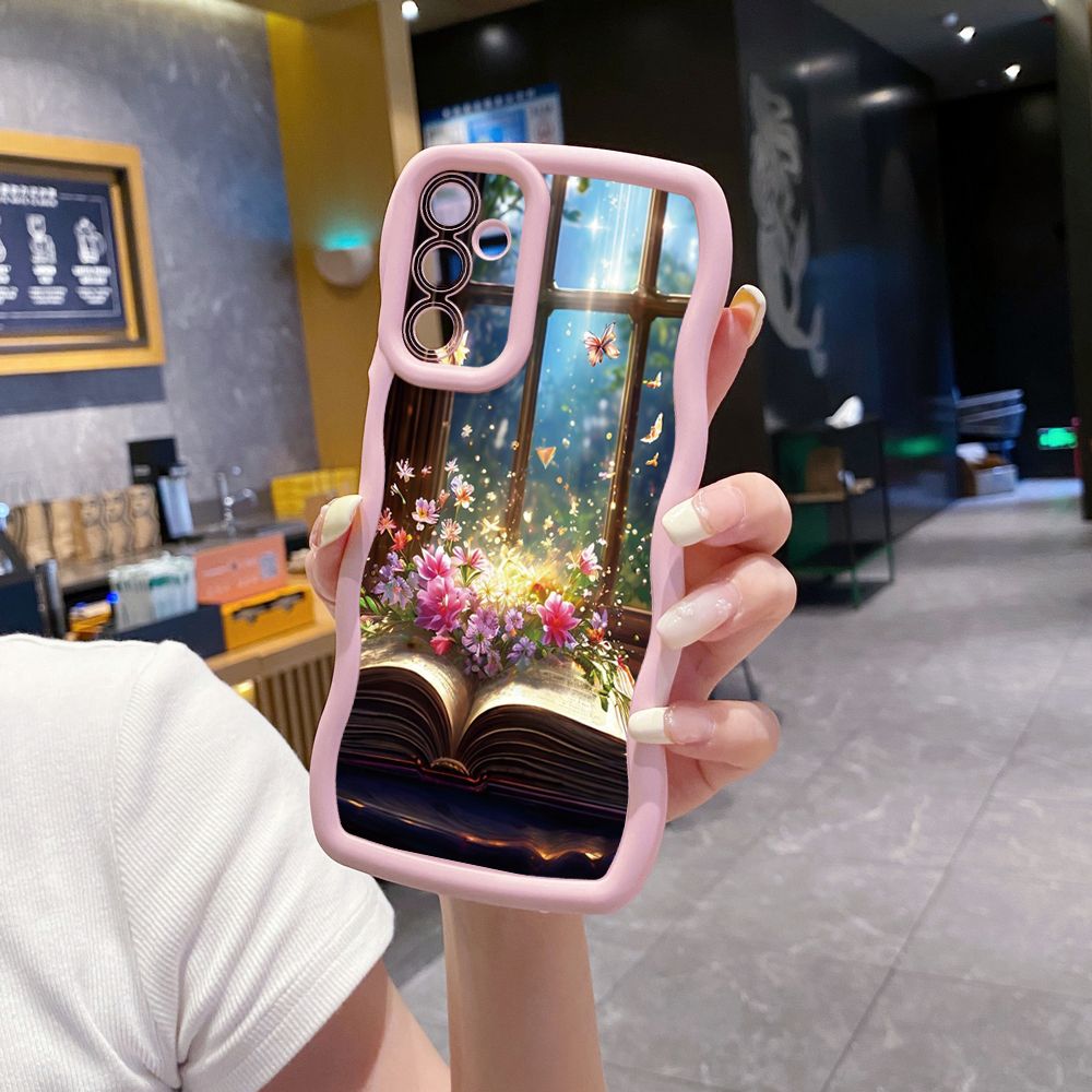 For Samsung Galaxy A15 A05 A35 A06 A14 A34 A33 A53 A73 A32 A16 A72 Luxury Butterfly Wave Frame Phone Case Anti Drop Cover