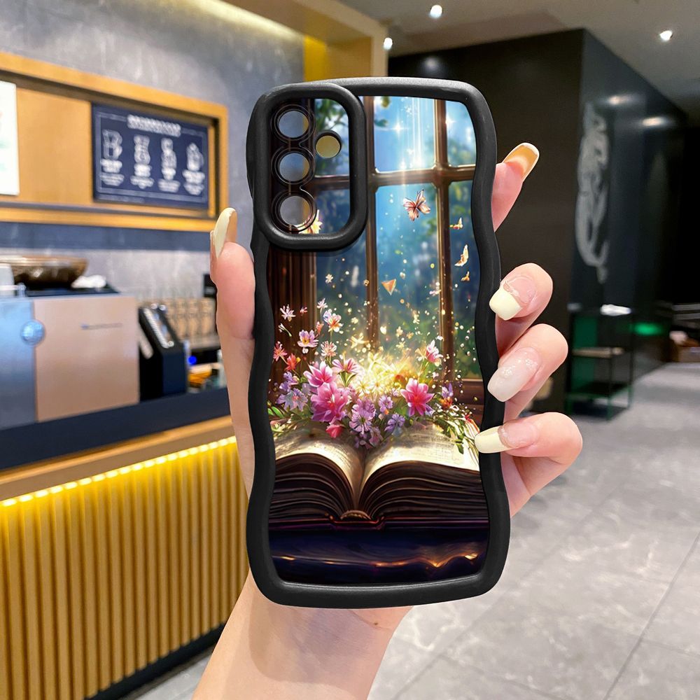 For Samsung Galaxy A15 A05 A35 A06 A14 A34 A33 A53 A73 A32 A16 A72 Luxury Butterfly Wave Frame Phone Case Anti Drop Cover