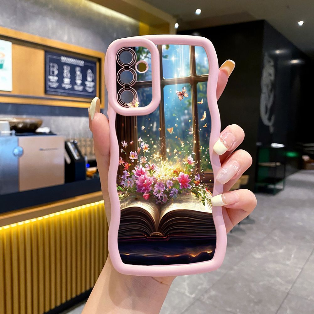 For Samsung Galaxy A15 A05 A35 A06 A14 A34 A33 A53 A73 A32 A16 A72 Luxury Butterfly Wave Frame Phone Case Anti Drop Cover