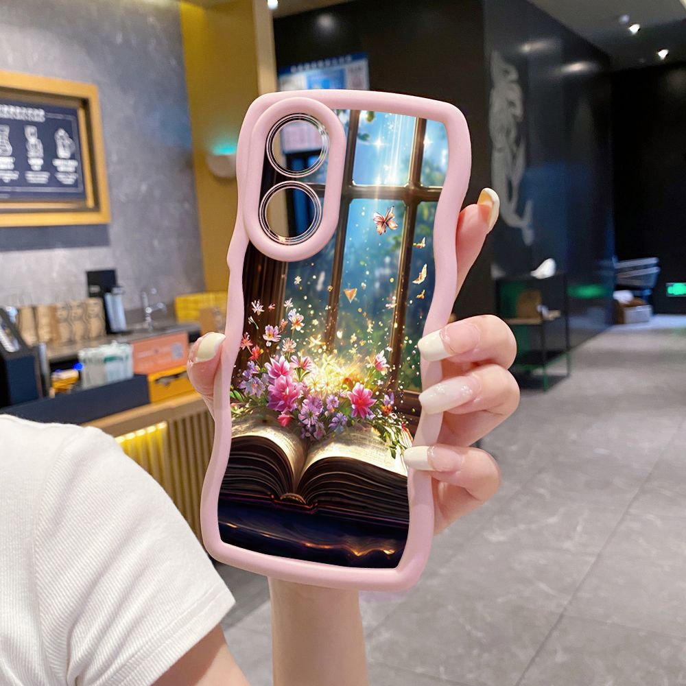 For OPPO A60 A18 A38 A17 A16 A57 A77 A59 A98 A78 A58 5G Luxury Butterfly Wave Frame Phone Case Anti Drop Cover