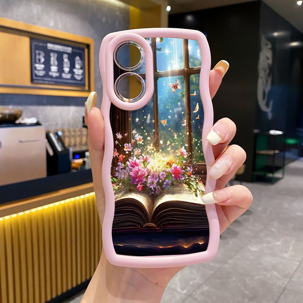 For OPPO A60 A18 A38 A17 A16 A57 A77 A59 A98 A78 A58 5G Luxury Butterfly Wave Frame Phone Case Anti Drop Cover