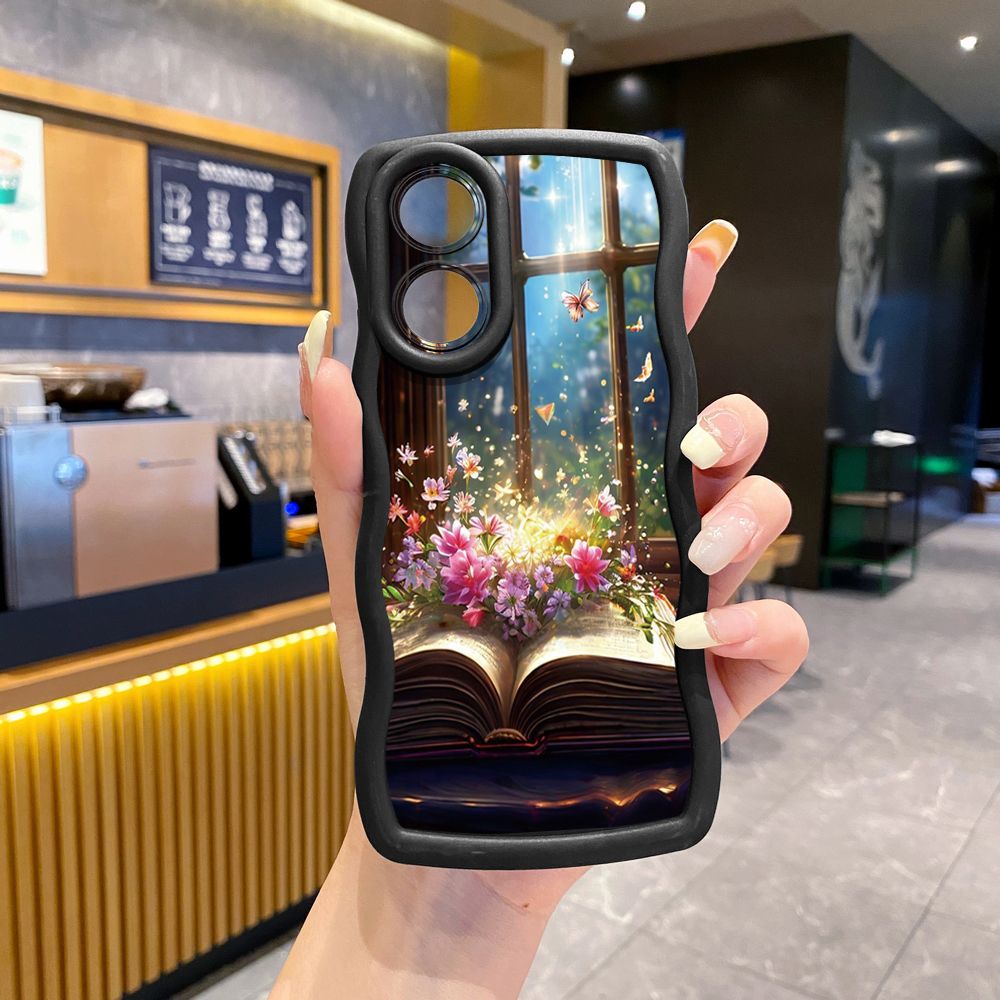 For OPPO A60 A18 A38 A17 A16 A57 A77 A59 A98 A78 A58 5G Luxury Butterfly Wave Frame Phone Case Anti Drop Cover