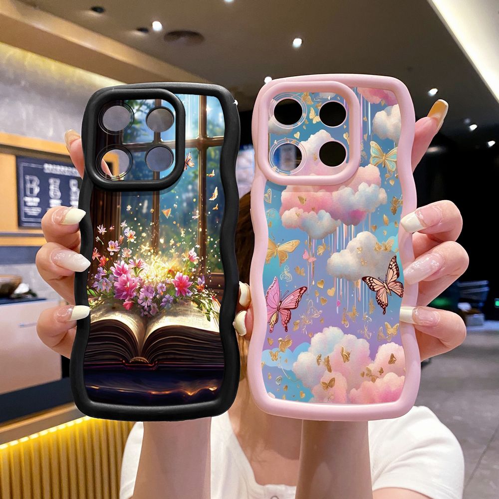 For ITEl A04 A60 A70 P40 S23 Plus Luxury Butterfly Wave Frame Phone Case Anti Drop Cover