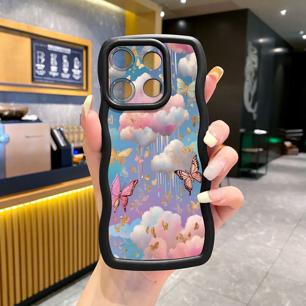 For ITEl A04 A60 A70 P40 S23 Plus Luxury Butterfly Wave Frame Phone Case Anti Drop Cover