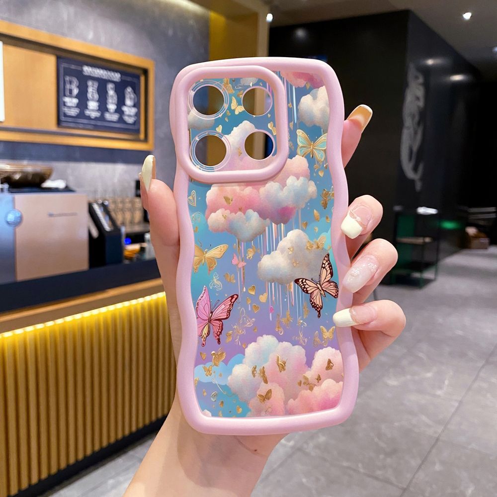 For ITEl A04 A60 A70 P40 S23 Plus Luxury Butterfly Wave Frame Phone Case Anti Drop Cover