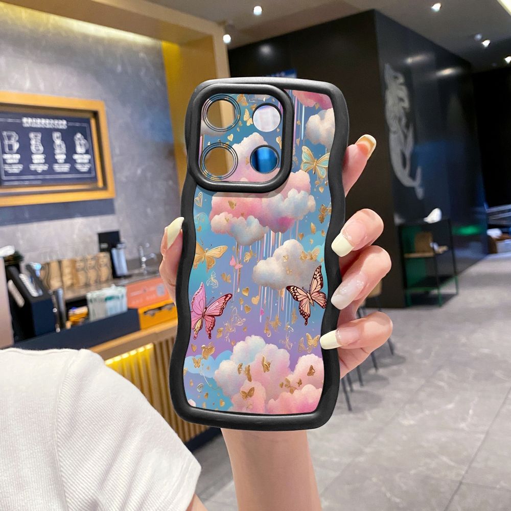 For ITEl A04 A60 A70 P40 S23 Plus Luxury Butterfly Wave Frame Phone Case Anti Drop Cover