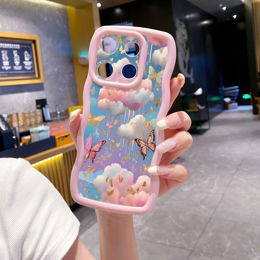 For ITEl A04 A60 A70 P40 S23 Plus Luxury Butterfly Wave Frame Phone Case Anti Drop Cover