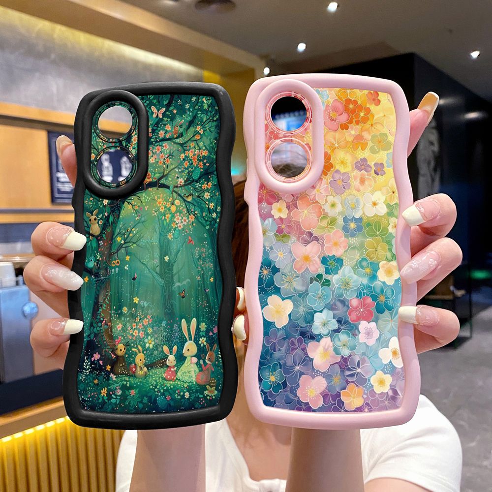 For OPPO Reno 5 6 Lite 7 8 Reno 7Z 8 Z 5F F19 F21 Pro Vintage Heart Butterfly Wave Frame Phone Case Anti Drop Cover