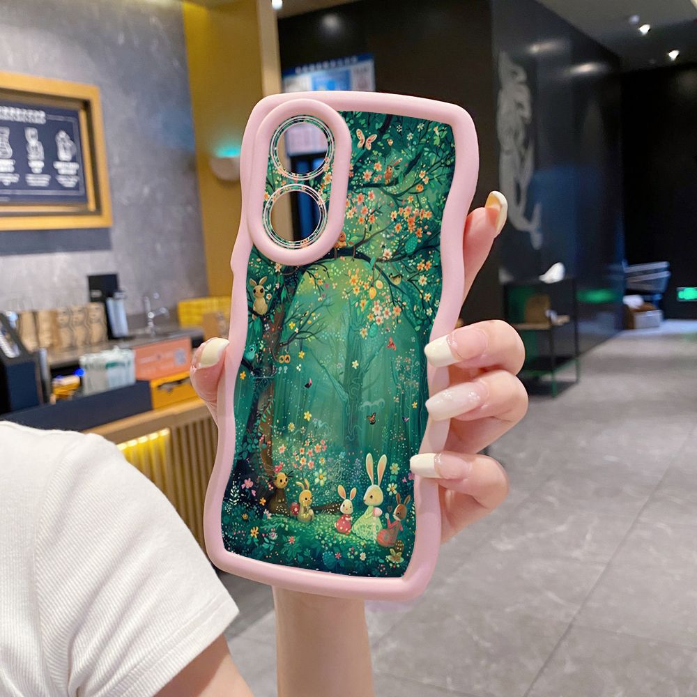 For OPPO Reno 5 6 Lite 7 8 Reno 7Z 8 Z 5F F19 F21 Pro Vintage Heart Butterfly Wave Frame Phone Case Anti Drop Cover