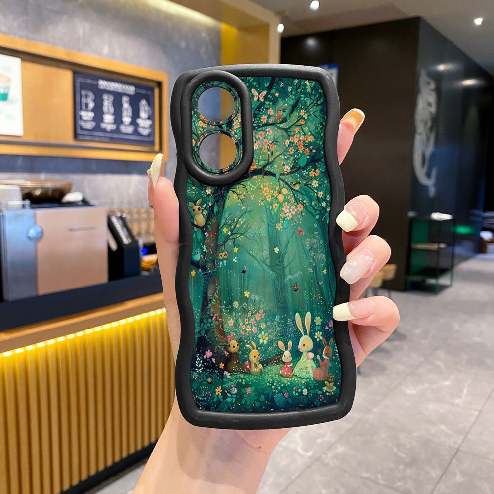 For OPPO Reno 5 6 Lite 7 8 Reno 7Z 8 Z 5F F19 F21 Pro Vintage Heart Butterfly Wave Frame Phone Case Anti Drop Cover