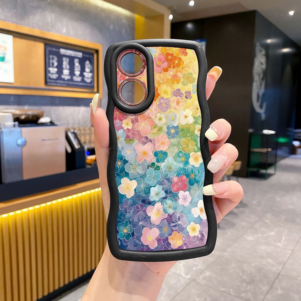 For OPPO Reno 5 6 Lite 7 8 Reno 7Z 8 Z 5F F19 F21 Pro Vintage Heart Butterfly Wave Frame Phone Case Anti Drop Cover