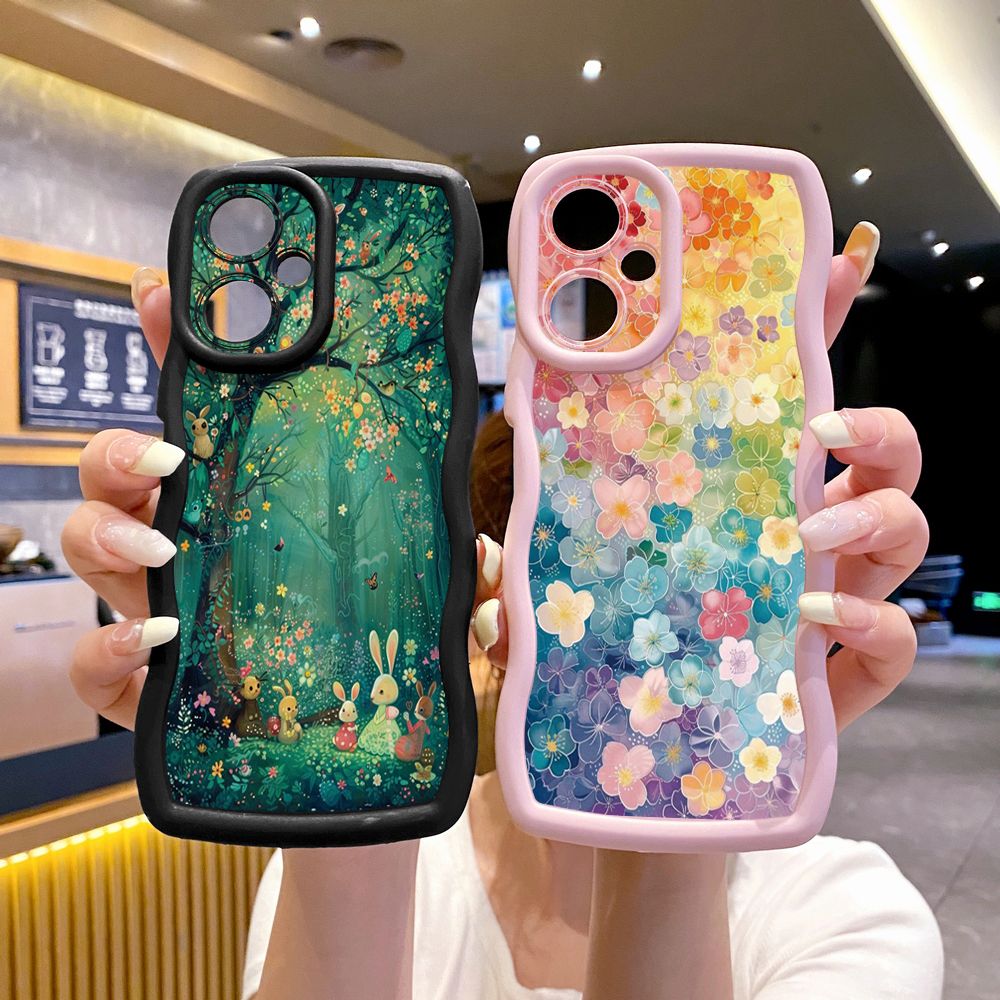 For VIVO Y17S Y27 T1X Y02S Y21S Y02 Y33S Y12S Y18 Y38 Vintage Heart Butterfly Wave Frame Phone Case Anti Drop Cover