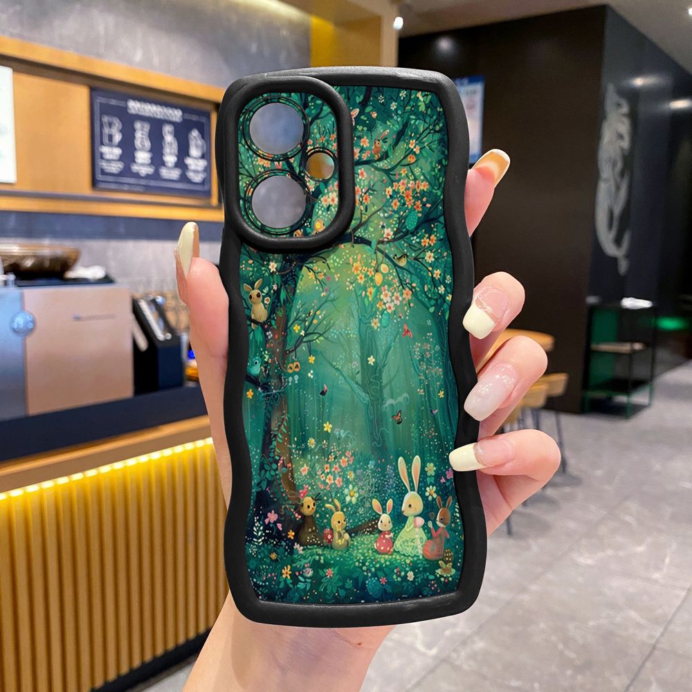 For VIVO Y17S Y27 T1X Y02S Y21S Y02 Y33S Y12S Y18 Y38 Vintage Heart Butterfly Wave Frame Phone Case Anti Drop Cover
