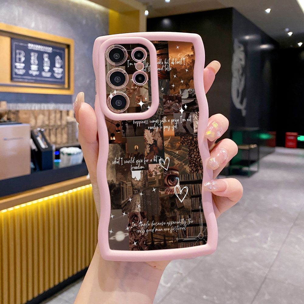 For Samsung Galaxy S24 S23 Ultra S22 Plus S21 FE S20 Vintage Flower Art Town Butterfly Wave Frame Phone Case Anti Drop Cover