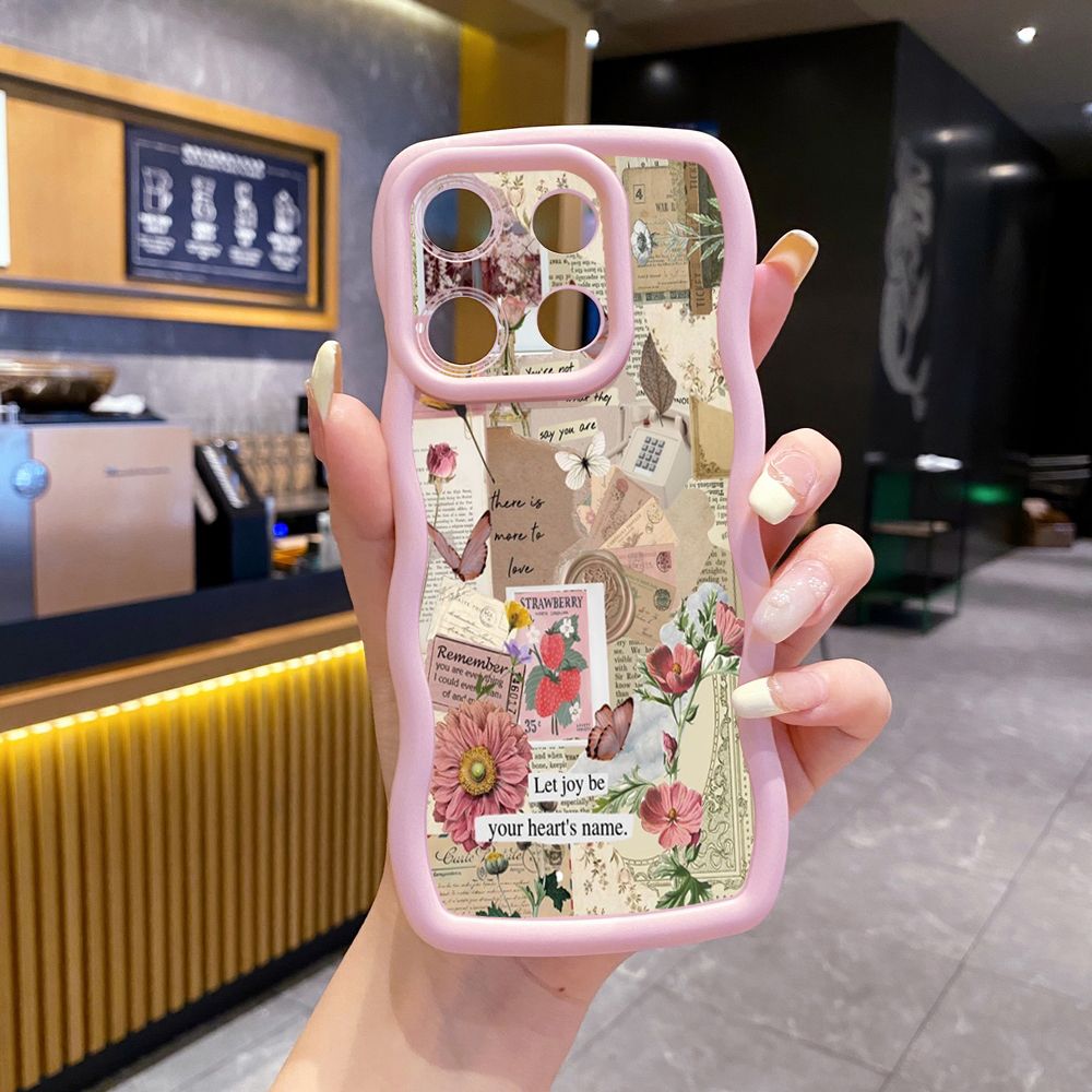 For Xiaomi Redmi Note 13 Pro 5G 12S 12 Turbo 11S 13C 12C Vintage Flower Art Town Butterfly Wave Frame Phone Case Anti Drop Cover