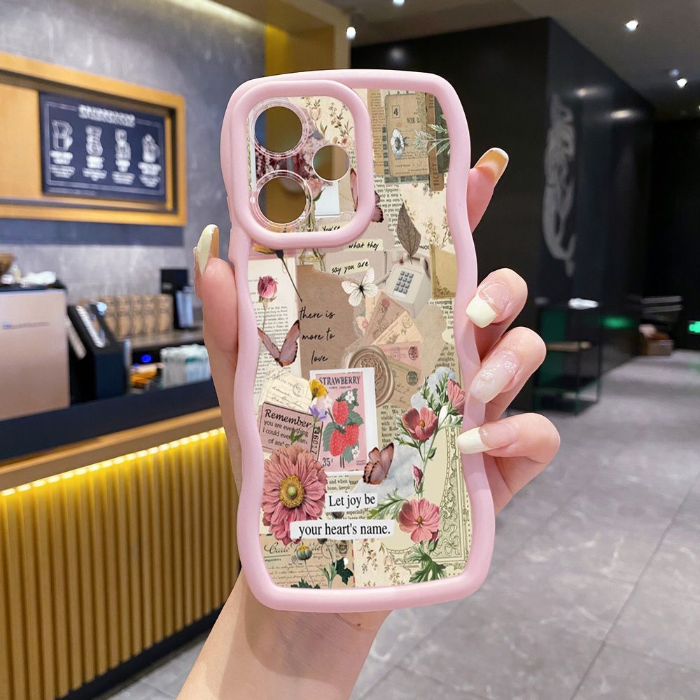 For Infinix Hot 40i 40 Pro Note 30 Play Smart 8 Pro 9 10 Play Lite Vintage Flower Art Town Butterfly Wave Frame Phone Case Anti Drop Cover