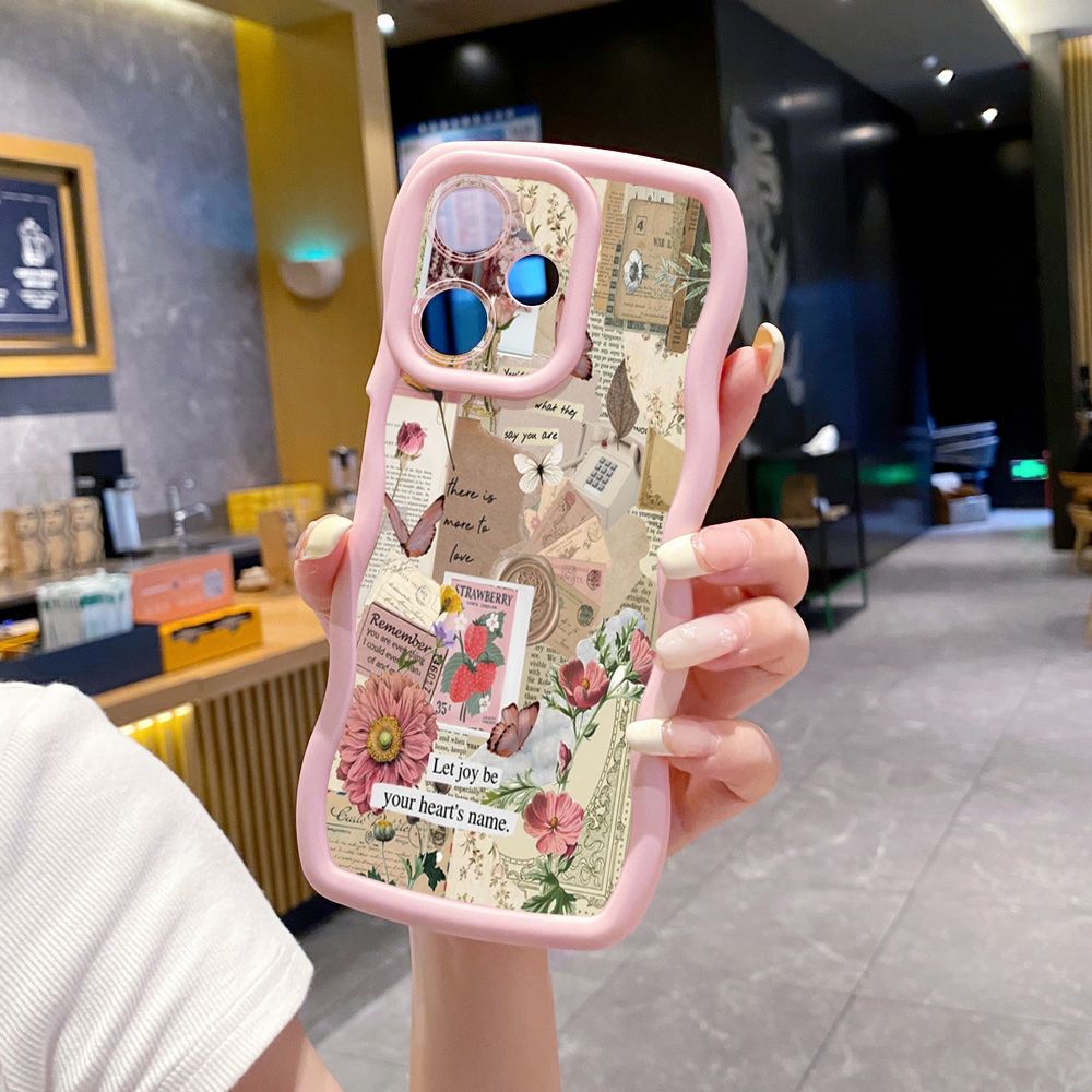 For Infinix Hot 40i 40 Pro Note 30 Play Smart 8 Pro 9 10 Play Lite Vintage Flower Art Town Butterfly Wave Frame Phone Case Anti Drop Cover