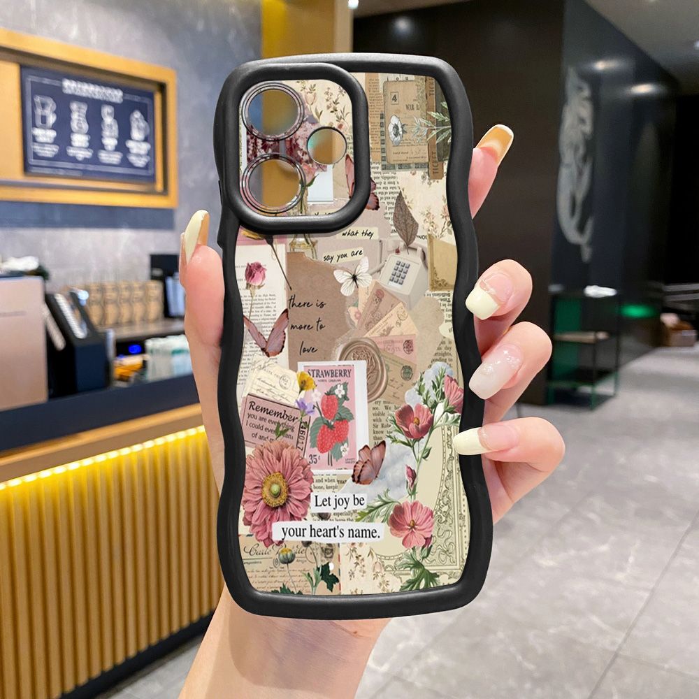 For Infinix Hot 40i 40 Pro Note 30 Play Smart 8 Pro 9 10 Play Lite Vintage Flower Art Town Butterfly Wave Frame Phone Case Anti Drop Cover