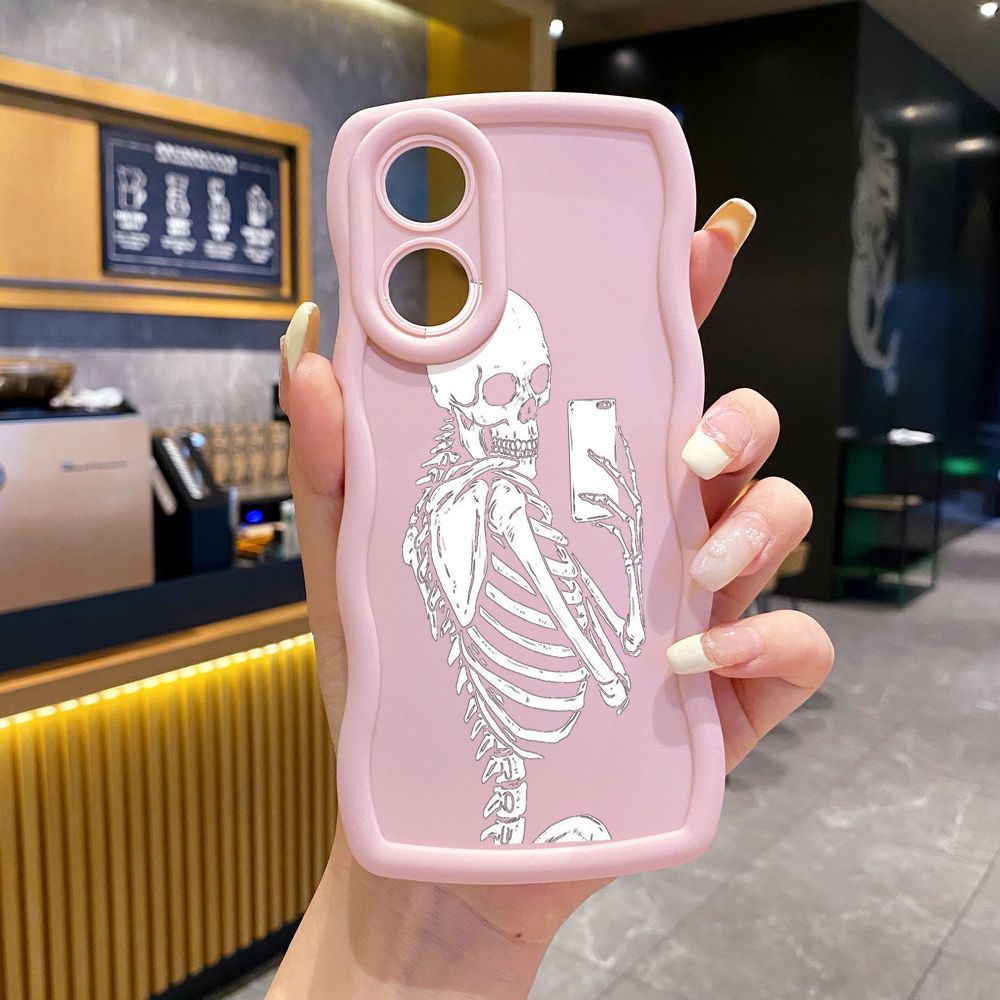 For OPPO Reno 5 6 Lite 7 8 Reno 7Z 8 Z 5F F19 F21 Pro Skull Couple Wave Frame Phone Case Anti Drop Cover