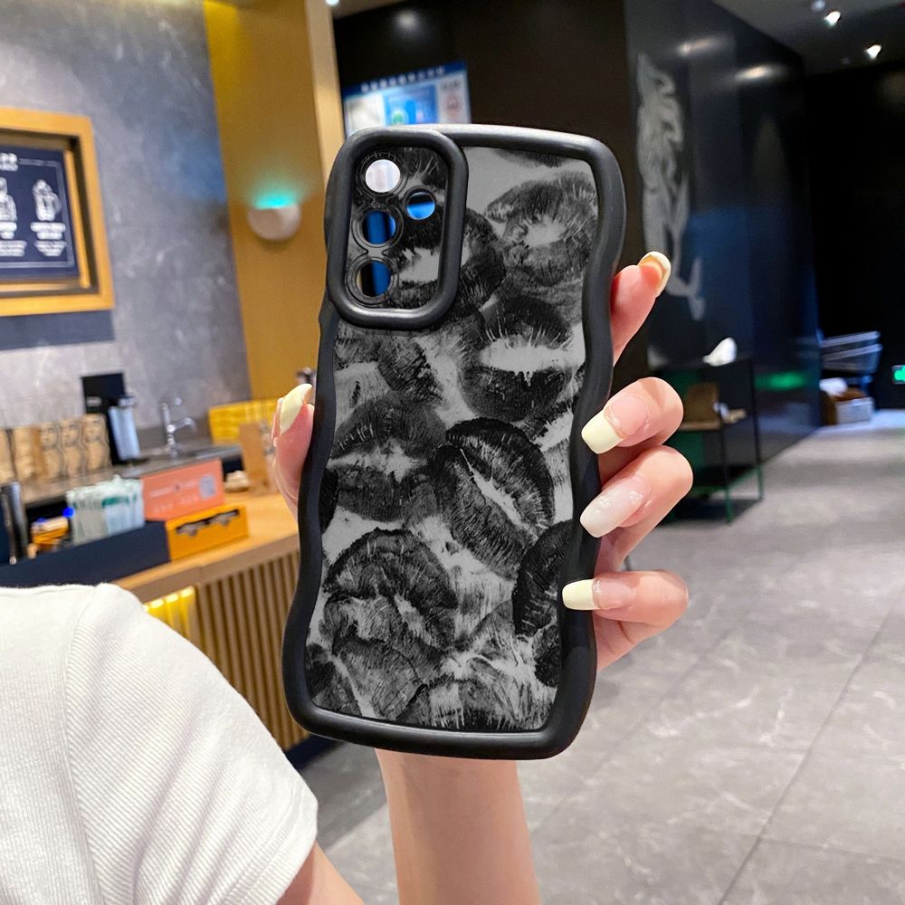 For Samsung Galaxy A15 A05 A35 A06 A14 A34 A33 A53 A73 A32 A16 A72 XOXO Lips Wave Frame Phone Case Anti Drop Cover