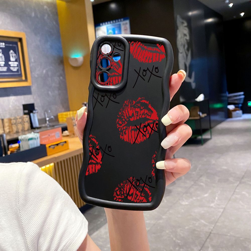 For Samsung Galaxy A15 A05 A35 A06 A14 A34 A33 A53 A73 A32 A16 A72 XOXO Lips Wave Frame Phone Case Anti Drop Cover