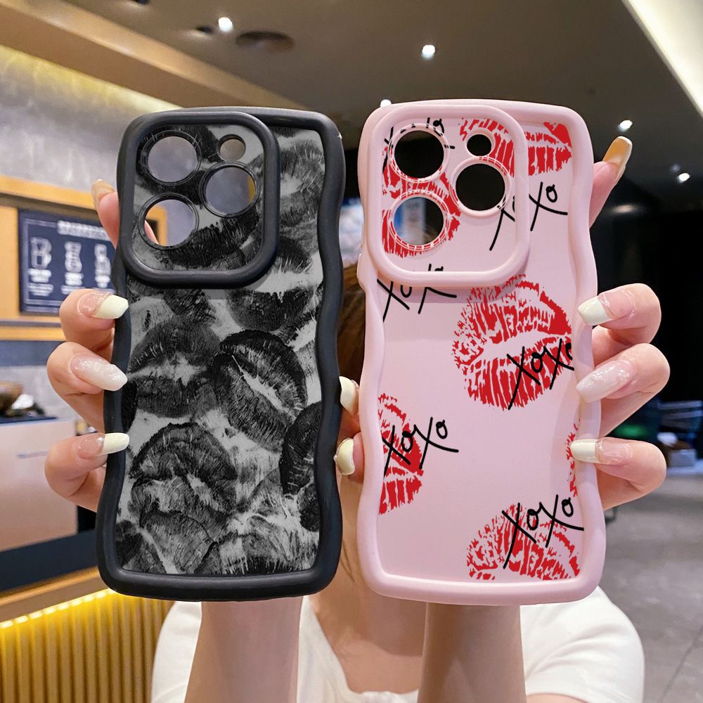 For Tecno Camon 19 Pro NEO 20 30 POP 6 GO 7 Spark GO 2023 8C 9 10 Pro 20C XOXO Lips Wave Frame Phone Case Anti Drop Cover