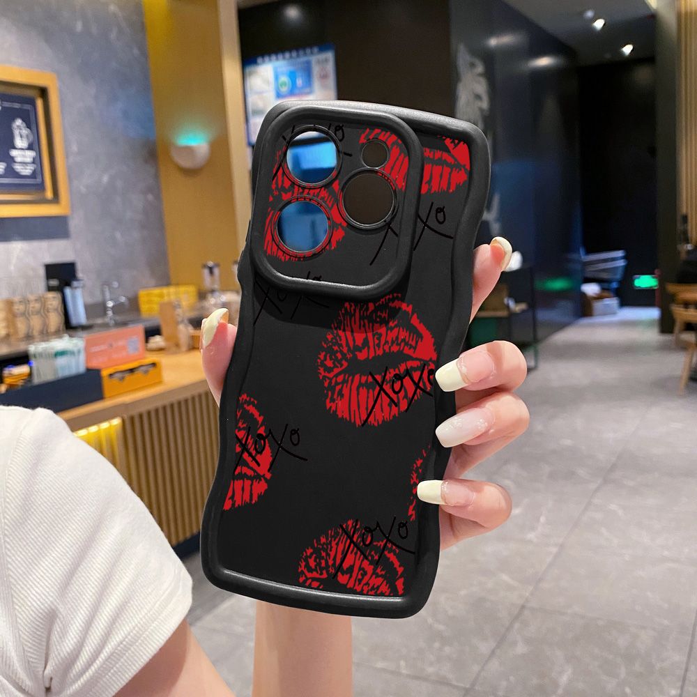 For Tecno Camon 19 Pro NEO 20 30 POP 6 GO 7 Spark GO 2023 8C 9 10 Pro 20C XOXO Lips Wave Frame Phone Case Anti Drop Cover