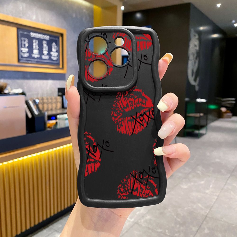 For Tecno Camon 19 Pro NEO 20 30 POP 6 GO 7 Spark GO 2023 8C 9 10 Pro 20C XOXO Lips Wave Frame Phone Case Anti Drop Cover