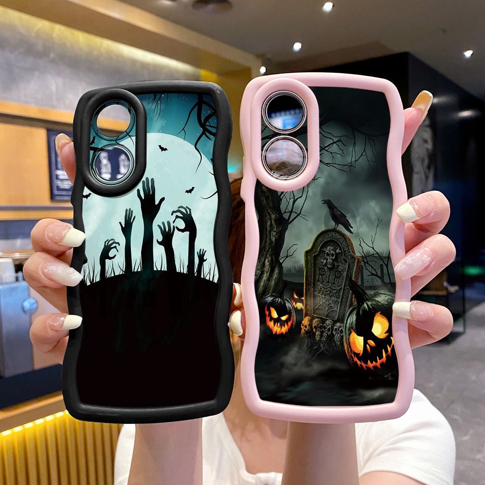 For OPPO Reno 5 6 Lite 7 8 Reno 7Z 8 Z 5F F19 F21 Pro Halloween Hands Wave Frame Phone Case Anti Drop Cover