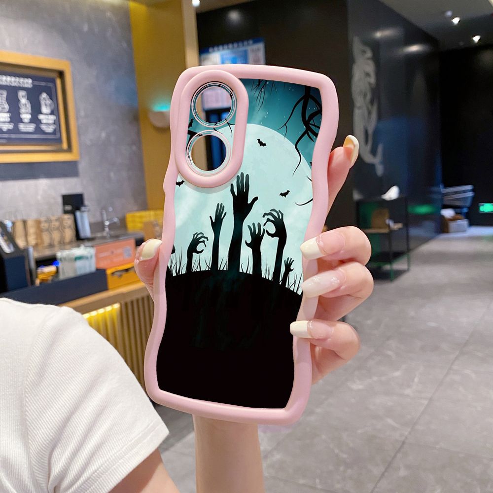 For OPPO Reno 5 6 Lite 7 8 Reno 7Z 8 Z 5F F19 F21 Pro Halloween Hands Wave Frame Phone Case Anti Drop Cover