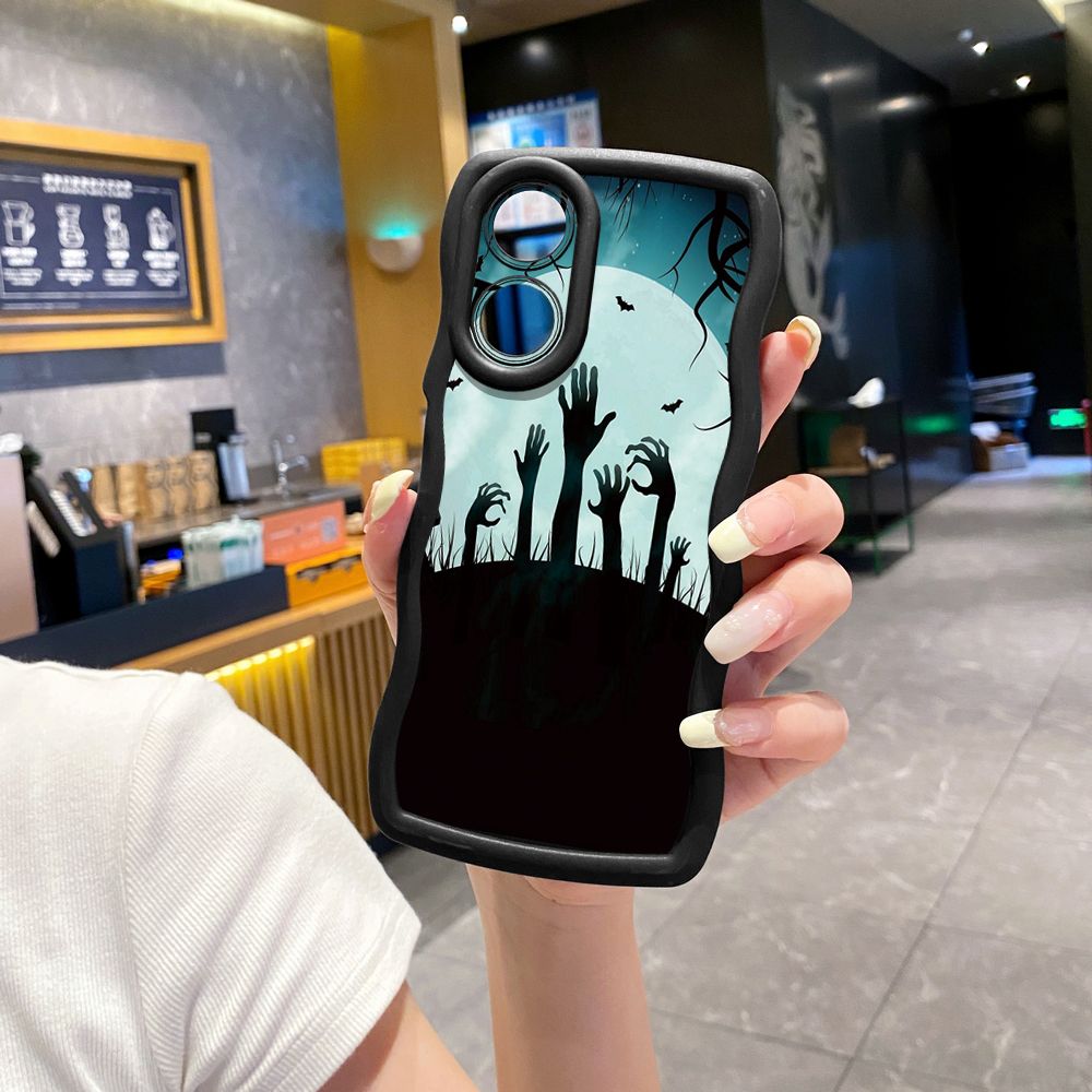 For OPPO Reno 5 6 Lite 7 8 Reno 7Z 8 Z 5F F19 F21 Pro Halloween Hands Wave Frame Phone Case Anti Drop Cover