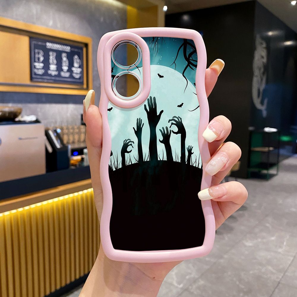 For OPPO Reno 5 6 Lite 7 8 Reno 7Z 8 Z 5F F19 F21 Pro Halloween Hands Wave Frame Phone Case Anti Drop Cover