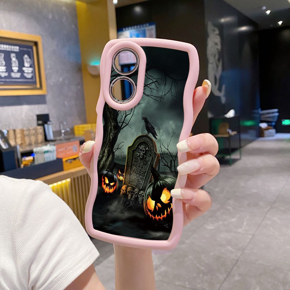 For OPPO Reno 5 6 Lite 7 8 Reno 7Z 8 Z 5F F19 F21 Pro Halloween Hands Wave Frame Phone Case Anti Drop Cover