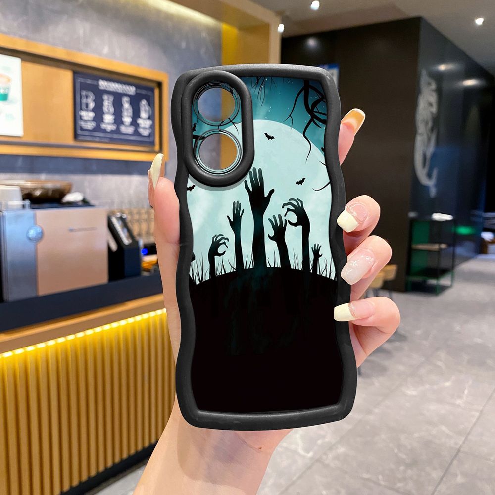 For OPPO Reno 5 6 Lite 7 8 Reno 7Z 8 Z 5F F19 F21 Pro Halloween Hands Wave Frame Phone Case Anti Drop Cover