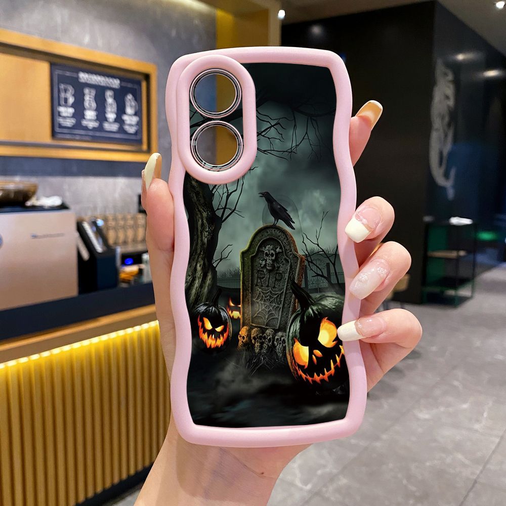 For OPPO Reno 5 6 Lite 7 8 Reno 7Z 8 Z 5F F19 F21 Pro Halloween Hands Wave Frame Phone Case Anti Drop Cover