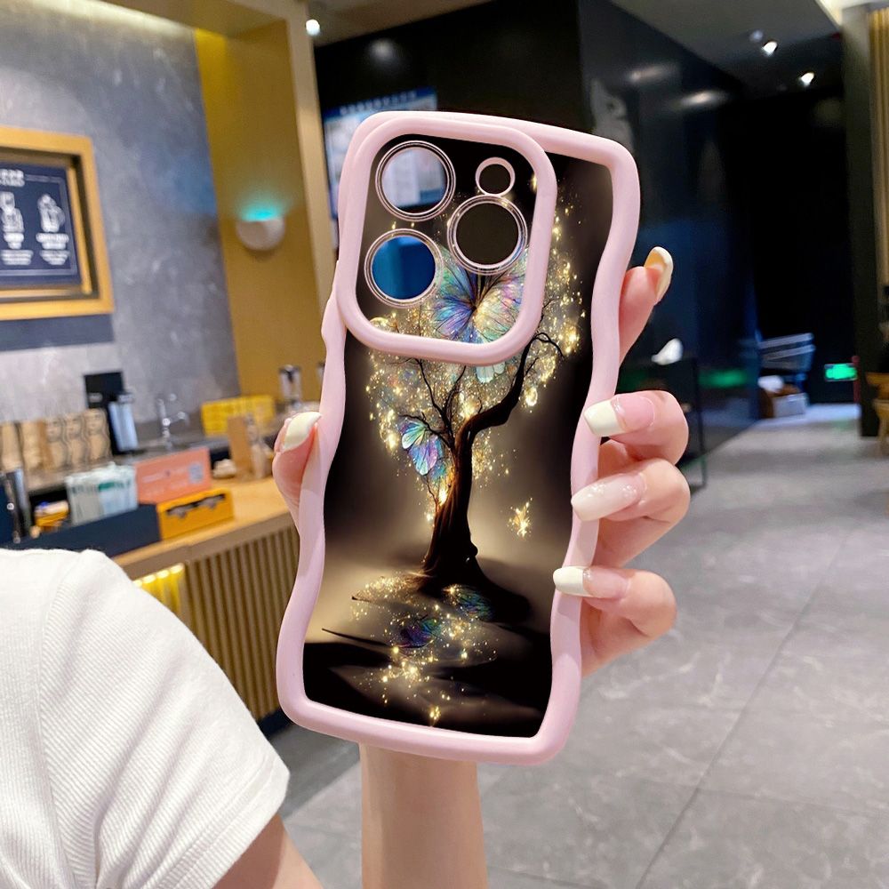 For Tecno Camon 19 Pro NEO 20 30 POP 6 GO 7 Spark GO 2023 8C 9 10 Pro 20C Bling Butterfly Tree Wave Frame Phone Case Anti Drop Cover