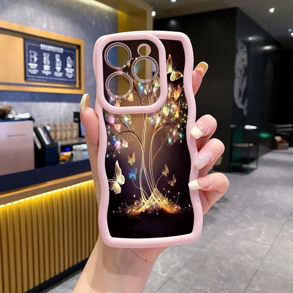 For Tecno Camon 19 Pro NEO 20 30 POP 6 GO 7 Spark GO 2023 8C 9 10 Pro 20C Bling Butterfly Tree Wave Frame Phone Case Anti Drop Cover