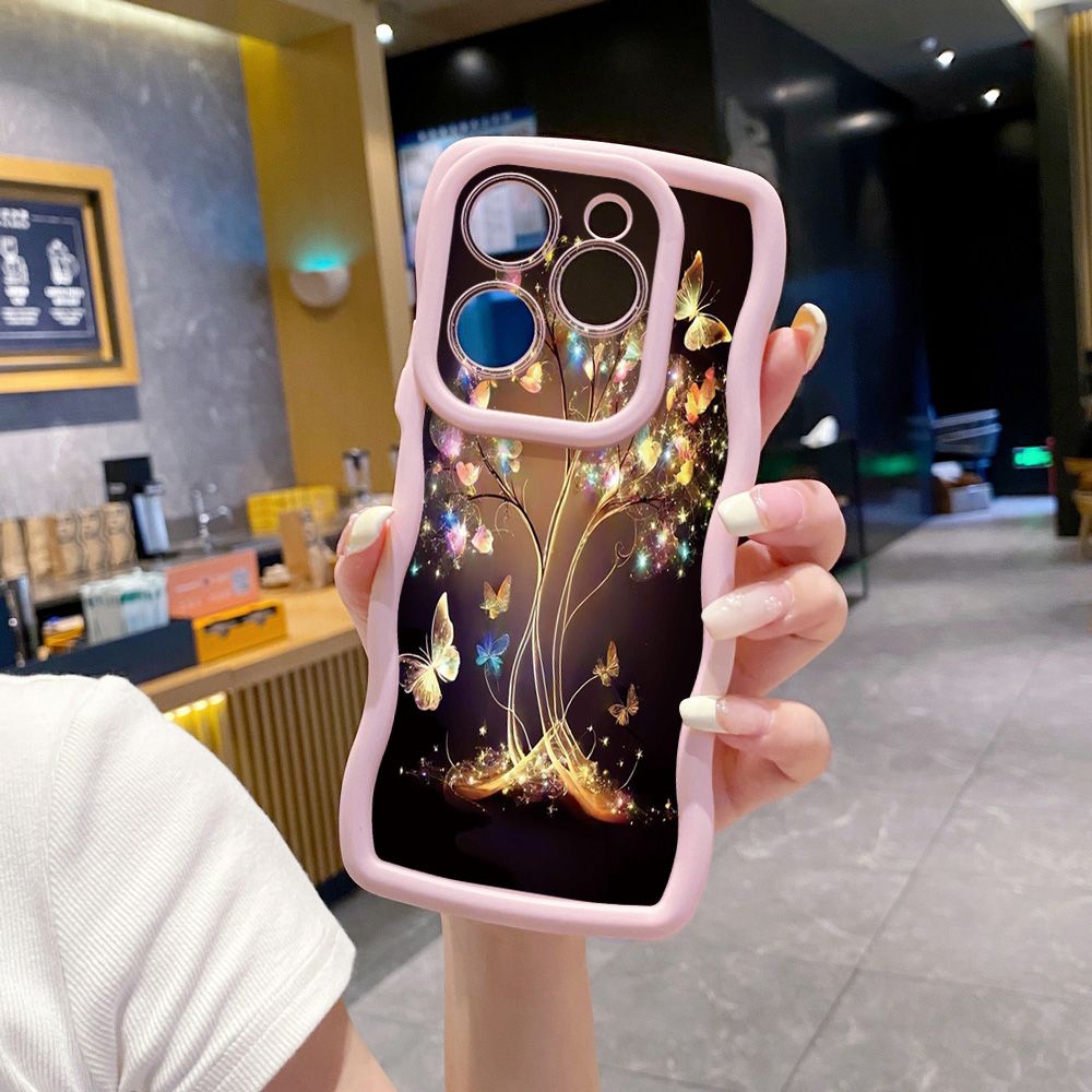 For Tecno Camon 19 Pro NEO 20 30 POP 6 GO 7 Spark GO 2023 8C 9 10 Pro 20C Bling Butterfly Tree Wave Frame Phone Case Anti Drop Cover